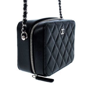 Chanel Caviar Bag Silver Camera Shoulder Bag